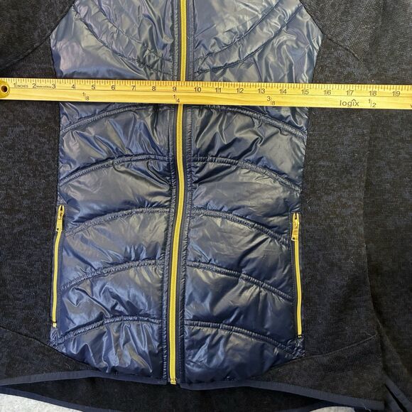 London Fog Hybrid Softshell Puffer Jacket Navy Zip Front Women’s Size Small - Picture 3 of 7
